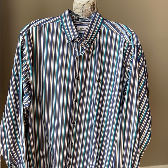 Lacoste Regular Fit Stripe Button Up Shirt - Picture 2 of 9